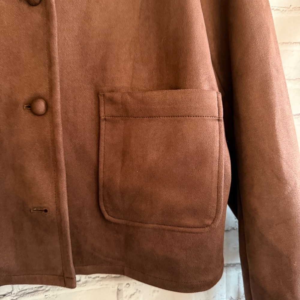 Faux Suede Women's Jacket Blazer - Picture 3 of 4